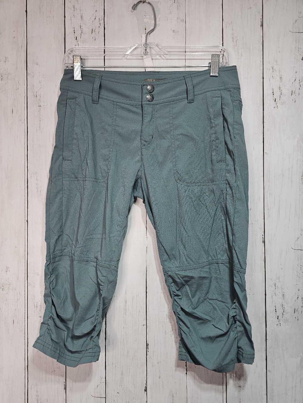 PRANA Women's Revenna Knicker Crops Pants Knee Length Ruched Hiking Size 4.